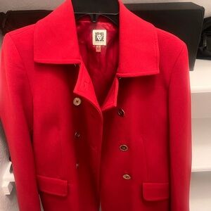 Anne Klein Vibrant Red Pea Coat